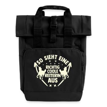 Reiten Pferdeliebhaber Reiterhof Pferde - Rolltop Rucksack mit zwei Griffen - Schwarz - Vorne