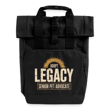 Adopt Legacy Senior Pets - Roll Top Backpack with Two Handles - black - Front