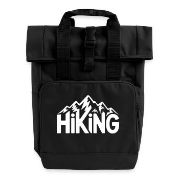 Hiking Typography - Hiking Design - Roll Top Backpack with Two Handles - black - Front