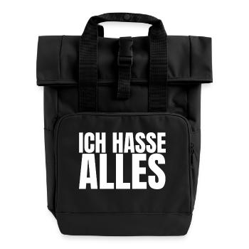ICH HASSE ALLES - Rolltop Rucksack mit zwei Griffen - Schwarz - Vorne