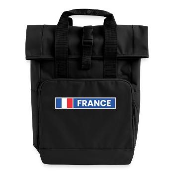 France National Flag - Roll Top Backpack with Two Handles - black - Front