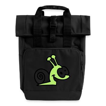 funny snail - Roll Top Backpack with Two Handles - black - Front