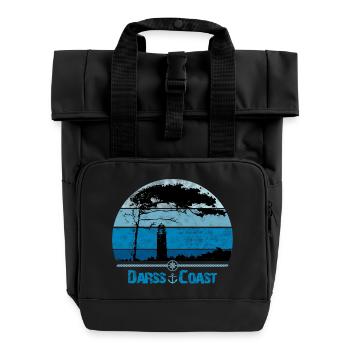 Darss Coast with windbreaker and lighthouse - Roll Top Backpack with Two Handles - black - Front