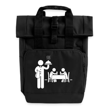 Waitress Waiter - Roll Top Backpack with Two Handles - black - Front