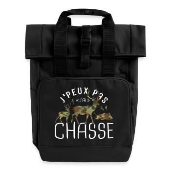 Je peux pas j'ai chasse humour chasseur cerf - Sac à dos Roll Top à deux anses - noir - Devant