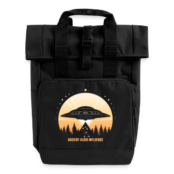 Ancient Alien Influence – UFO Orion Pyramide - Rolltop Rucksack mit zwei Griffen - Schwarz - Vorne