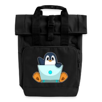 Pinguin Laptop - Rolltop Rucksack mit zwei Griffen - Schwarz - Vorne