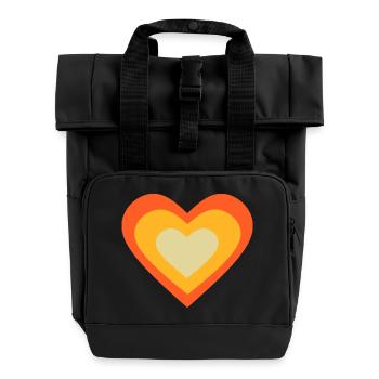 coeur orange motif coeur orange rétro des années 70 - Sac à dos Roll Top à deux anses - noir - Devant