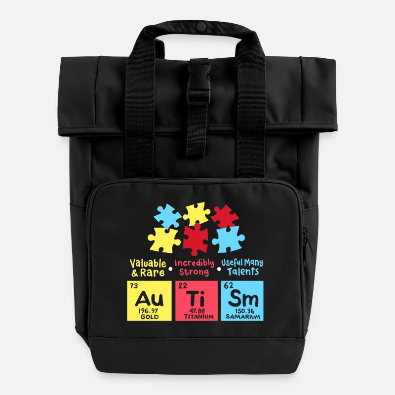 Autismus Bewusstsein - Rolltop Rucksack mit zwei Griffen - Schwarz