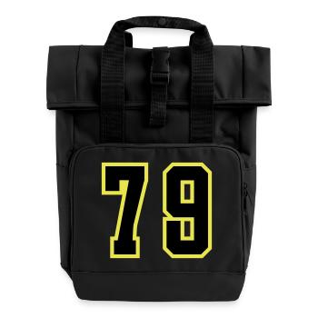 79 Zahl Trikot - Rolltop Rucksack mit zwei Griffen - Schwarz - Vorne