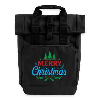 Frohe Weihnachten - Rolltop Rucksack mit zwei Griffen - Schwarz - Vorne