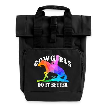 Cowgirls Do It Better - Western Riding - Roll Top Backpack with Two Handles - black - Front