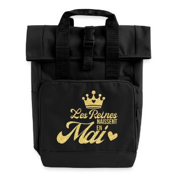 Königinnen werden im Mai mit goldenem Glitzer geboren - Rolltop Rucksack mit zwei Griffen - Schwarz - Vorne
