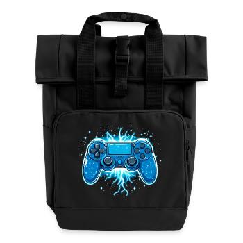 Gaming Controller Blitze Gamer Konsole Geschenk - Rolltop Rucksack mit zwei Griffen - Schwarz - Vorne