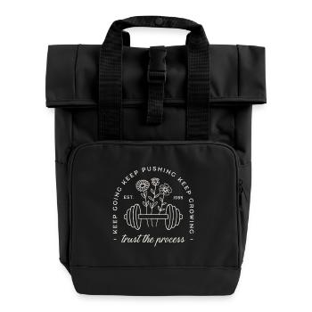 Fitnessstudio vertrauen Sie dem Prozess, halten Sie weiter Disziplin Zitate - Rolltop Rucksack mit zwei Griffen - Schwarz - Vorne