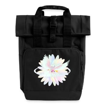 Pastelltaube im Regenbogenlicht - Rolltop Rucksack mit zwei Griffen - Schwarz - Vorne