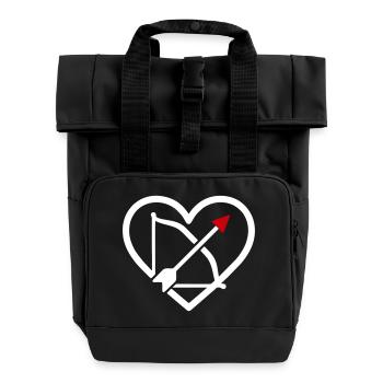 Archery Heart Bow Arrow Sport Gift - Roll Top Backpack with Two Handles - black - Front