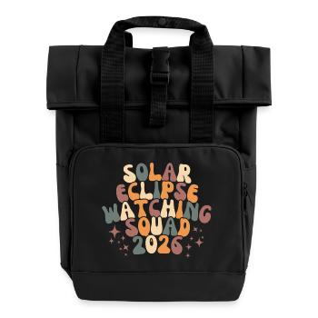 Solar Eclipse Watching Squad 2026 - Roll Top Backpack with Two Handles - black - Front