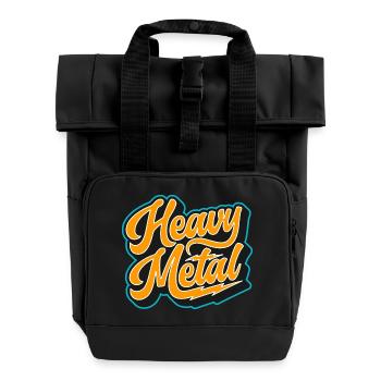Heavy Metal Bold Script Logo - Rolltop Rucksack mit zwei Griffen - Schwarz - Vorne