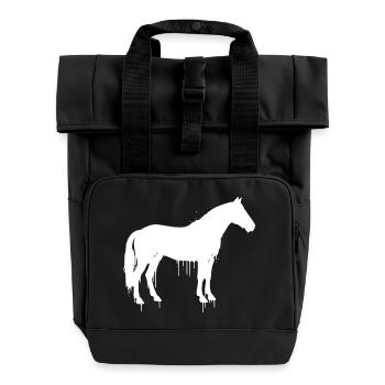 Pferd Graffiti Streetwear Vektor - Rolltop Rucksack mit zwei Griffen - Schwarz - Vorne