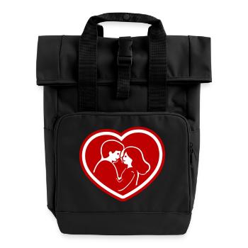Paar Herz Beziehung - Rolltop Rucksack mit zwei Griffen - Schwarz - Vorne