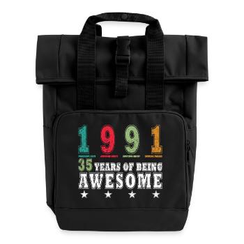 35. GEBURTSTAG ORIGINAL 1991 - Rolltop Rucksack mit zwei Griffen - Schwarz - Vorne