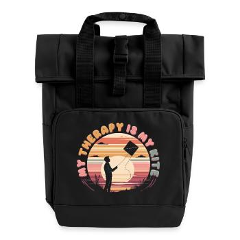 Kite Kite Flying - Roll Top Backpack with Two Handles - black - Front