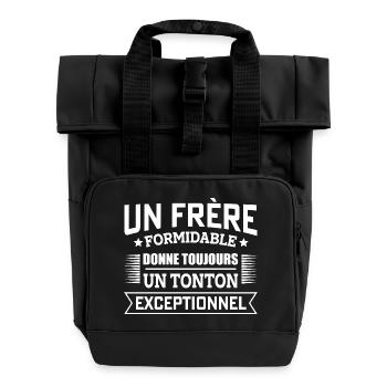 Brother Formidable Gives an Exceptional Uncle - Roll Top Backpack with Two Handles - black - Front