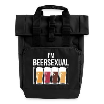 I'm Beersexual Funny Beer Drinking Humor Quote - Roll Top Backpack with Two Handles - black - Front