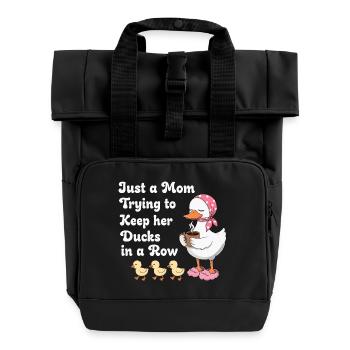 Mama versucht ihre Enten in Reihe zu halten - Rolltop Rucksack mit zwei Griffen - Schwarz - Vorne