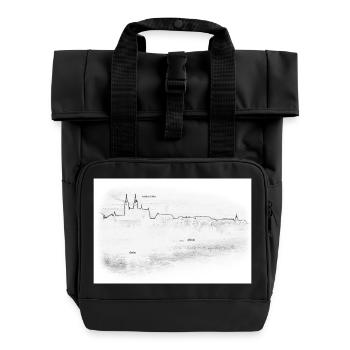 Basel am mym Rhy weiss - Rolltop Rucksack mit zwei Griffen - Schwarz - Vorne