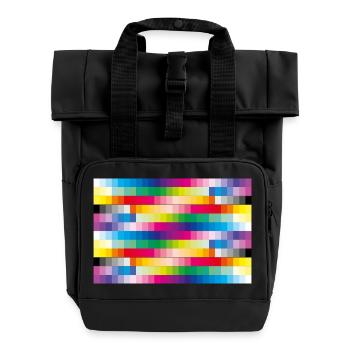 Colours - Roll Top Backpack with Two Handles - black - Front