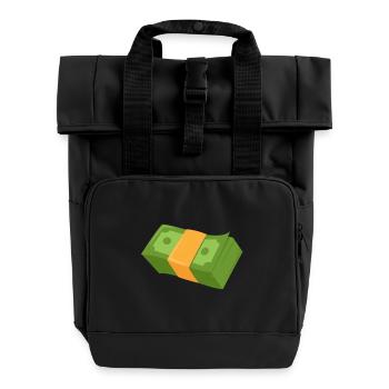 Cadeau de paquet d'argent comptant - Sac à dos Roll Top à deux anses - noir - Devant