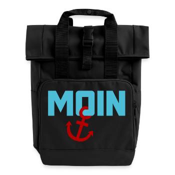 Moin ancre Ahoi Mer du Nord Mer Baltique plage vacances côte - Sac à dos Roll Top à deux anses - noir - Devant