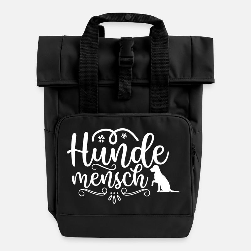 Hundemensch - Rolltop Rucksack mit zwei Griffen - Schwarz