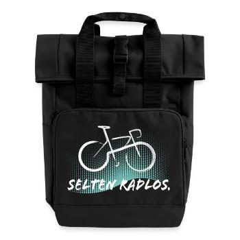 Selten Radlos - Fahrrad - Rolltop Rucksack mit zwei Griffen - Schwarz - Vorne