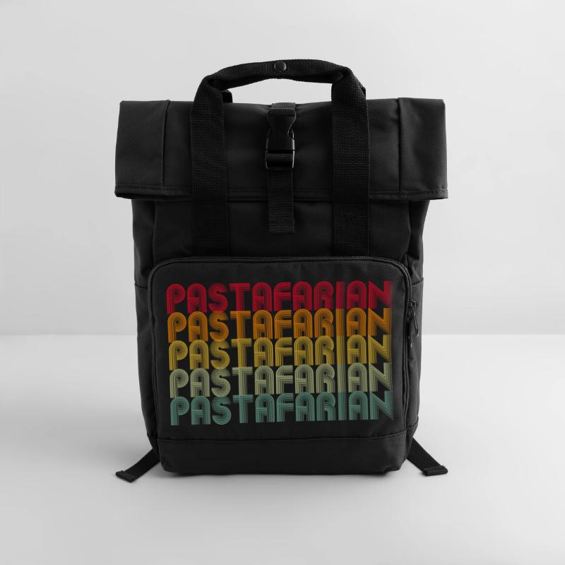 Rainbow Font Stack Pattern Roll Top Backpack with Two Handles