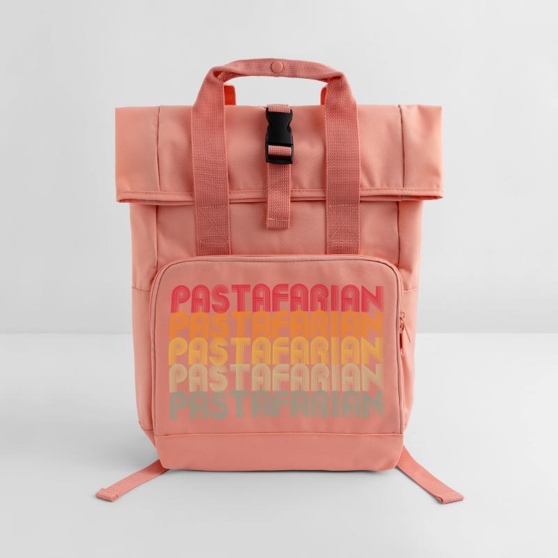 Rainbow Font Stack Pattern Roll Top Backpack with Two Handles