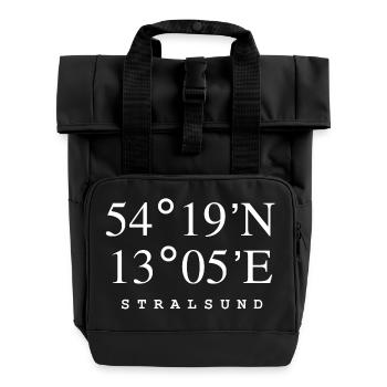 Stralsund Koordinaten - Rolltop Rucksack mit zwei Griffen - Schwarz - Vorne