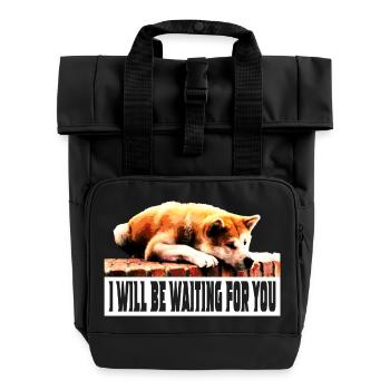 Ich werde auf dich warten - Rolltop Rucksack mit zwei Griffen - Schwarz - Vorne