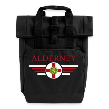 J’aime Aurigny, T-shirt design de style élégance - Sac à dos Roll Top à deux anses - noir - Devant