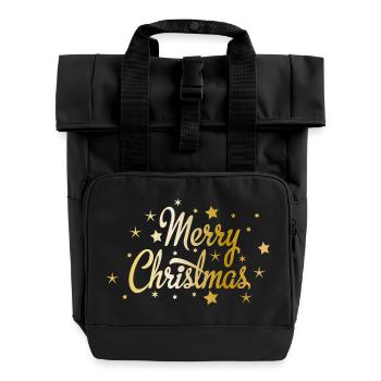 Frohe Weihnachten - Rolltop Rucksack mit zwei Griffen - Schwarz - Vorne