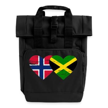 Norvège Jamaïque Drapeau Coeur Utilisé - Sac à dos Roll Top à deux anses - noir - Devant