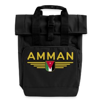Jordan Amman Fan Outfit T-Shirt Design Gift - Roll Top Backpack with Two Handles - black - Front
