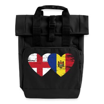 England Moldau Flagge Herz used - Rolltop Rucksack mit zwei Griffen - Schwarz - Vorne