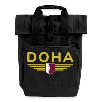 Doha Design – Stilvoll und Einzigartig - Rolltop Rucksack mit zwei Griffen - Schwarz - Vorne