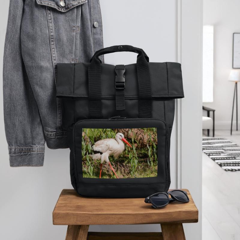 Weißstorch oder Klapperstorch Rolltop Rucksack mit zwei Griffen