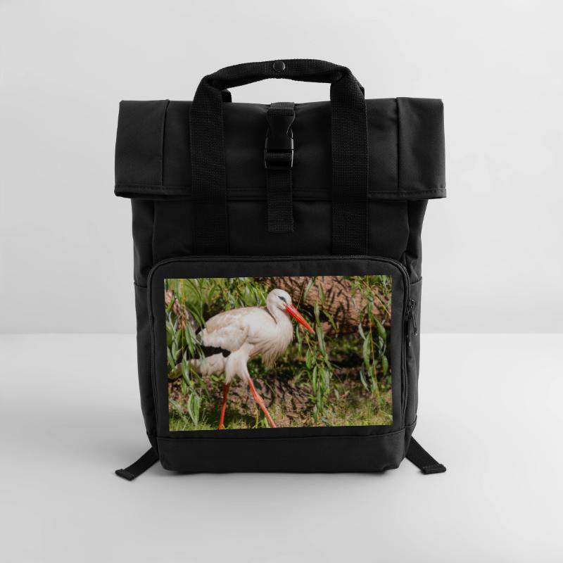 Weißstorch oder Klapperstorch Rolltop Rucksack mit zwei Griffen