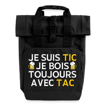 Je Suis Tic Je Bois Toujours Avec Tac Duo Drole - Sac à dos Roll Top à deux anses - noir - Devant