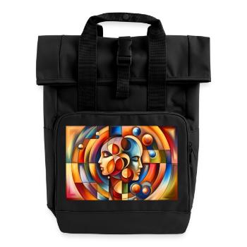 Abstrakte Beziehung - Rolltop Rucksack mit zwei Griffen - Schwarz - Vorne